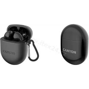 CANYON TWS6B Bluetooth bezdrátová sluchátka s mikrofonem, černá