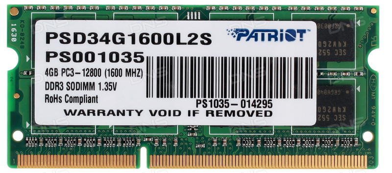 Patriot Signature DDR3L 4GB 1600MHz SODIMM