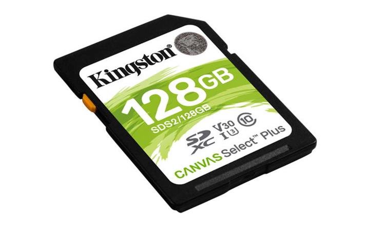KINGSTON SDXC 128GB Canvas Select Plus A1 C10 Card (čtení 100 MB/s, zápis 85MB/s)