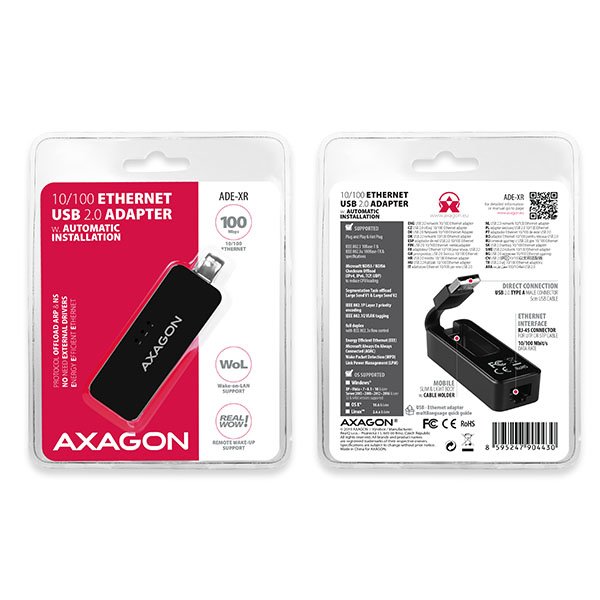 AXAGON ADE-XR externí USB 2.0 Ethernet Adapter
