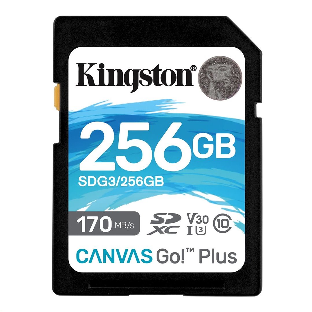 KINGSTON SDXC 256GB Canvas Go! Plus UHS-I U3 V30 rychlost až 170MB/s