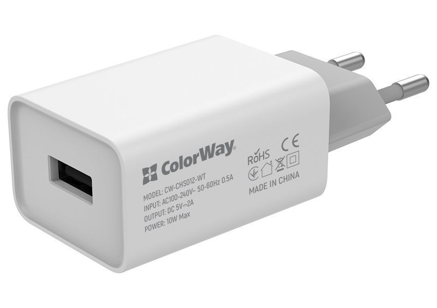 ColorWay AC nabíječka 1xUSB 10W, bílá