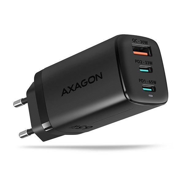 AXAGON ACU-DPQ65, GaN nabíječka do sítě, 3x port, 65W