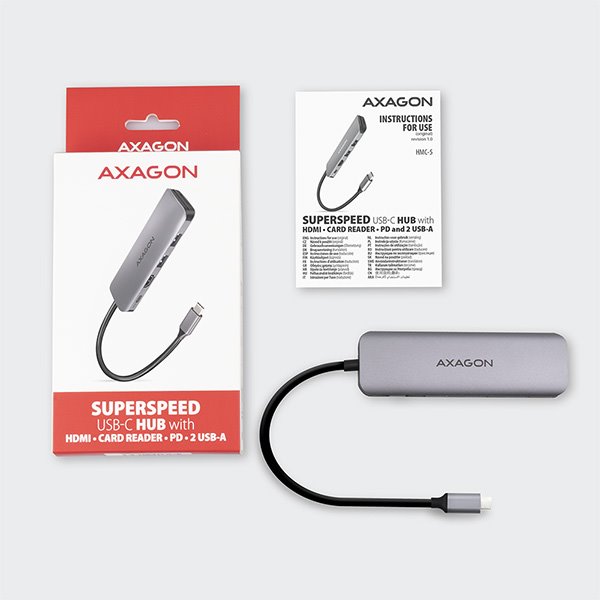 AXAGON HMC-5, USB 3.2 Gen 1 hub, 2x USB-A, HDMI