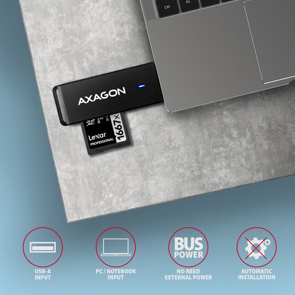 AXAGON CRE-S2N, USB-A 3.2 Gen 1 čtečka