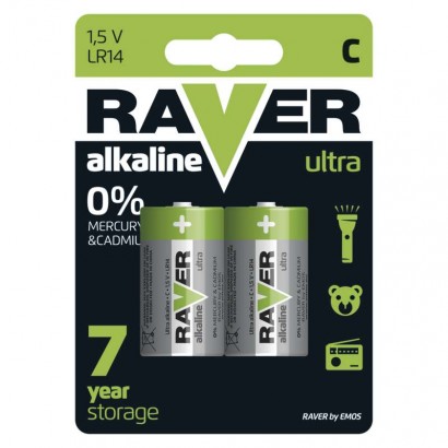Alkalická baterie RAVER C (LR14) blistr 2Ks