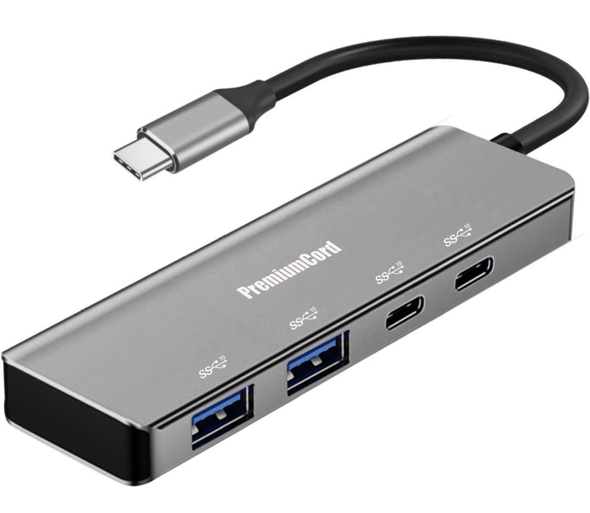 5G SuperSpeed Hub USB-C na 2x USB 3.2 C +2x USB 3.2 A, Aluminum