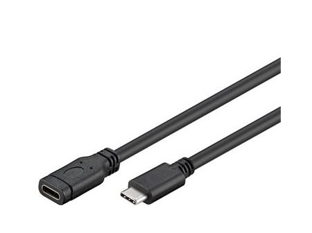 Prodlužovací kabel USB 3.1 konektor C/male - C/female, černý, 1m
