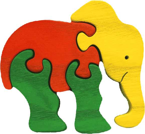 Fauna Dřevěné vkládací puzzle z masivu malý slon