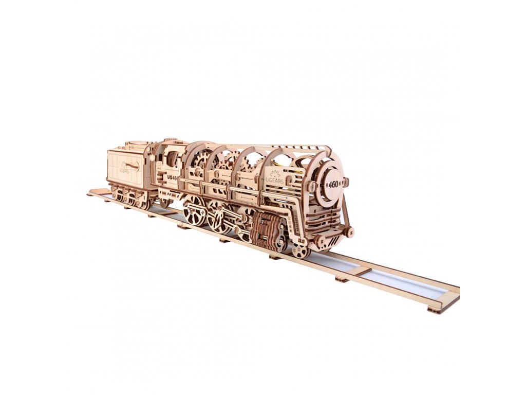 Ugears 3D dřevěné mechanické puzzle Parní lokomotiva 4-6-0 s tendrem
