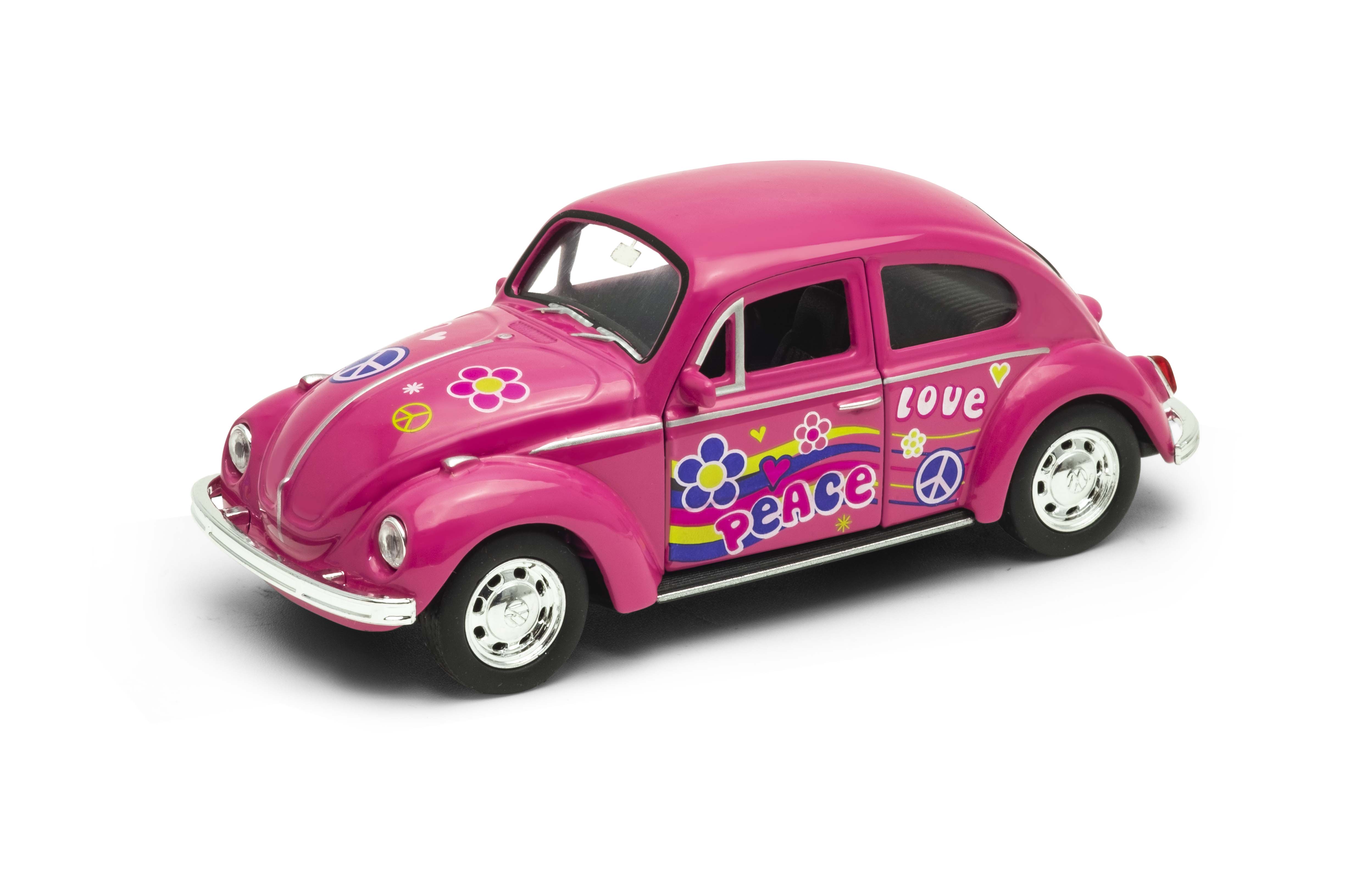 Welly Volkswagen Beetle model 1:34 růžový duhový