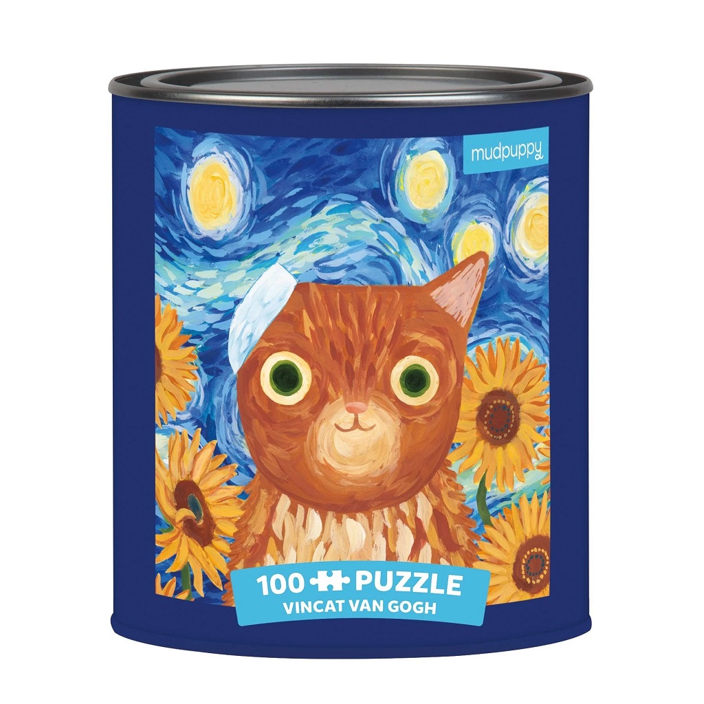 Mudpuppy Puzzle Vincent van Gogh umělecké kočky v plechovce 100 dílků