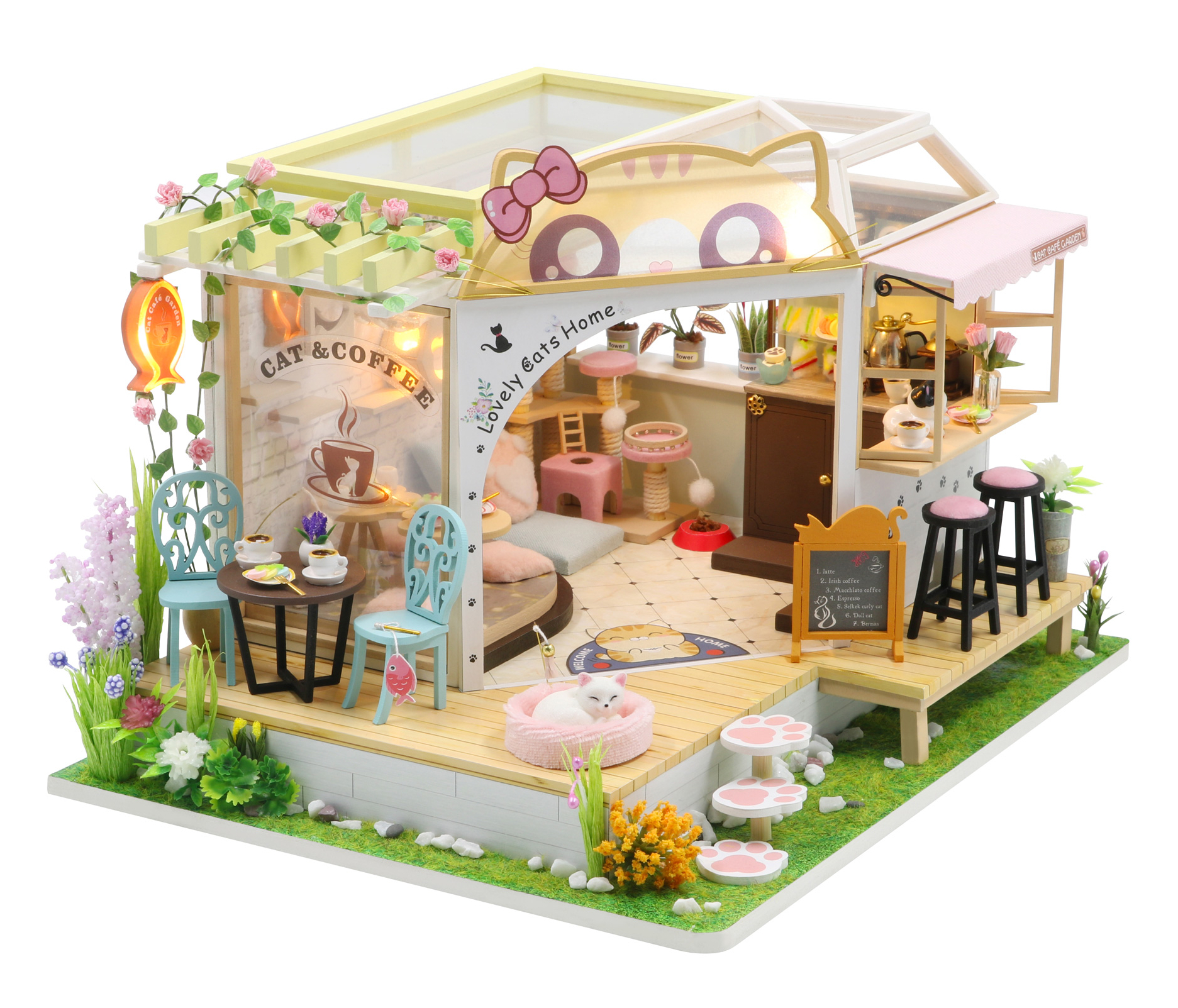 2Kids Toys miniatura domečku Kočičí kavárna se zahrádkou