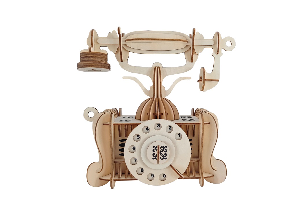 Woodcraft Dřevěné 3D puzzle Starý telefon