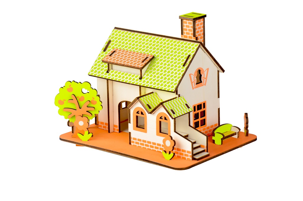 Woodcraft Dřevěné 3D puzzle Zelený dům