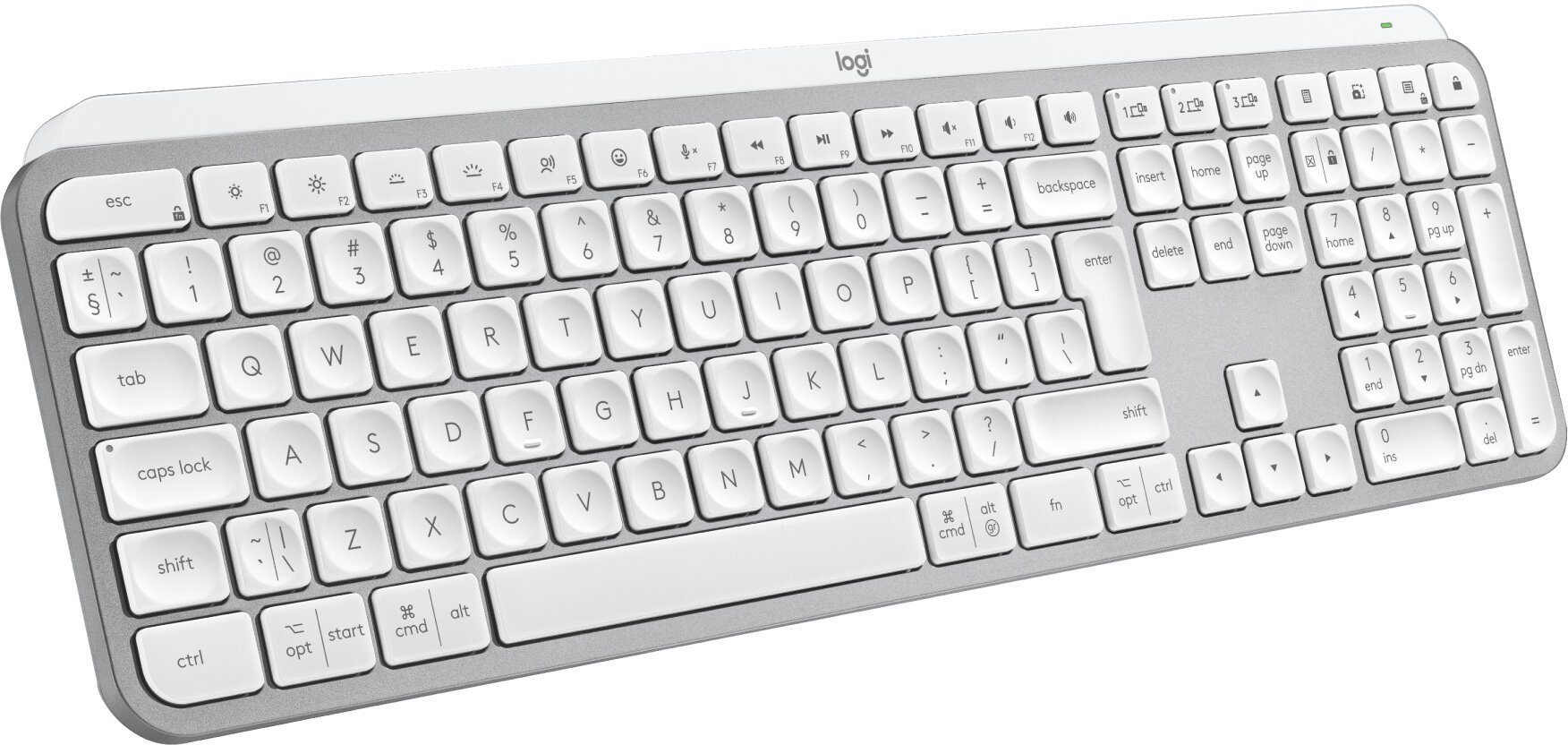 Logitech klávesnice Wireless MX Keys S, US, INTL, bezdrátová, Pale Grey, Bolt