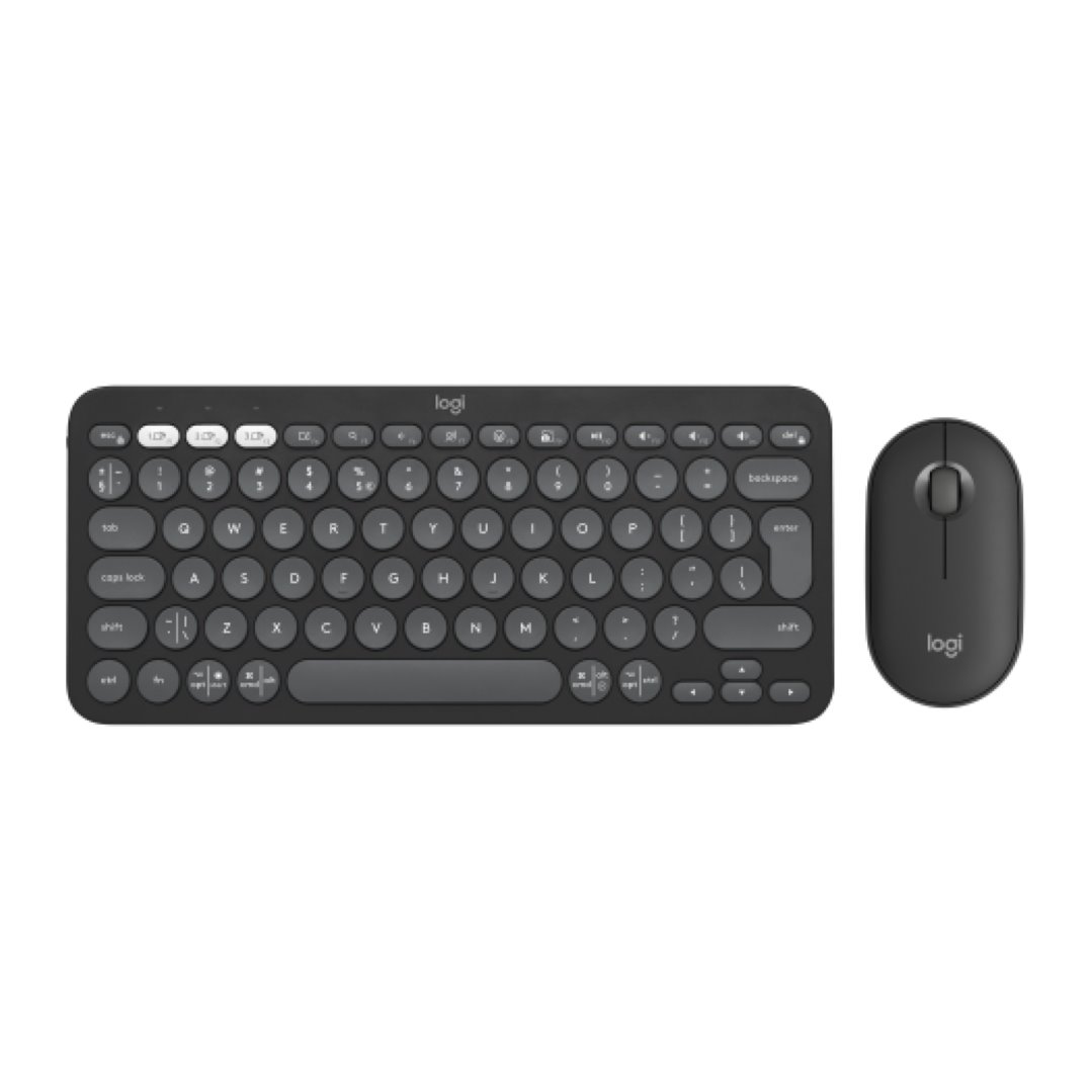 Logitech Pebble 2 Combo, bezdrátová klávesnice a myš, grafitová