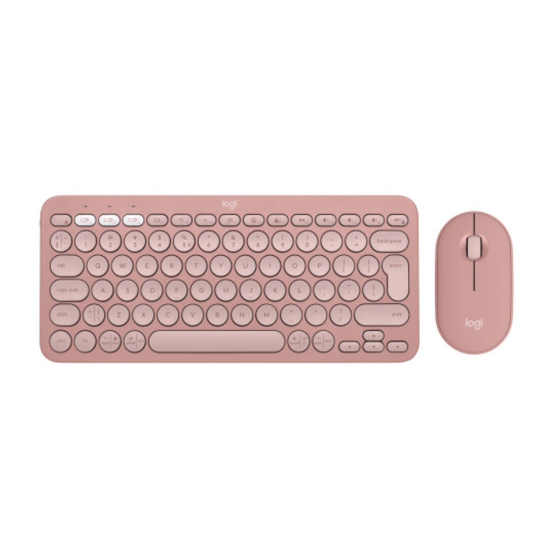 Logitech Pebble 2 Combo, bezdrátová klávesnice a myš, růžová