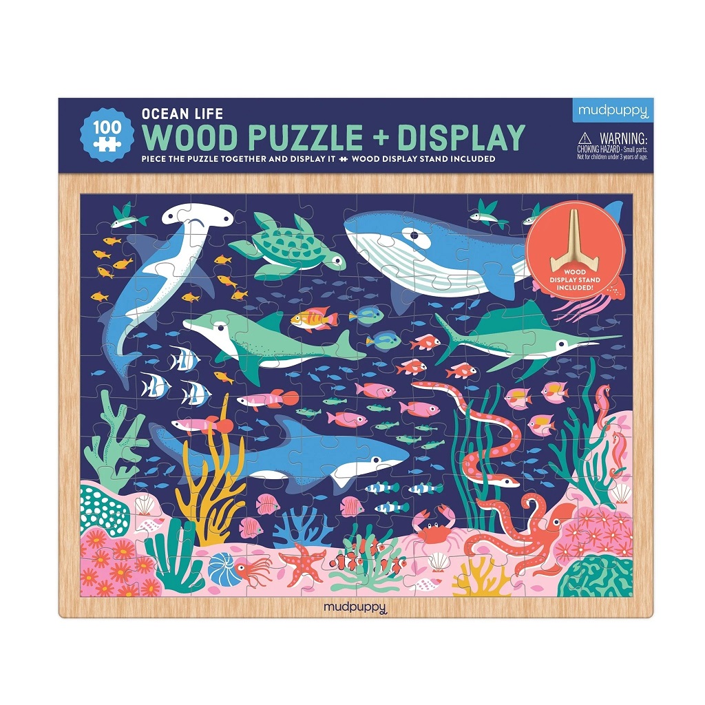 Mudpuppy Dřevěné puzzle Život v oceánu + stojan 100 dílků