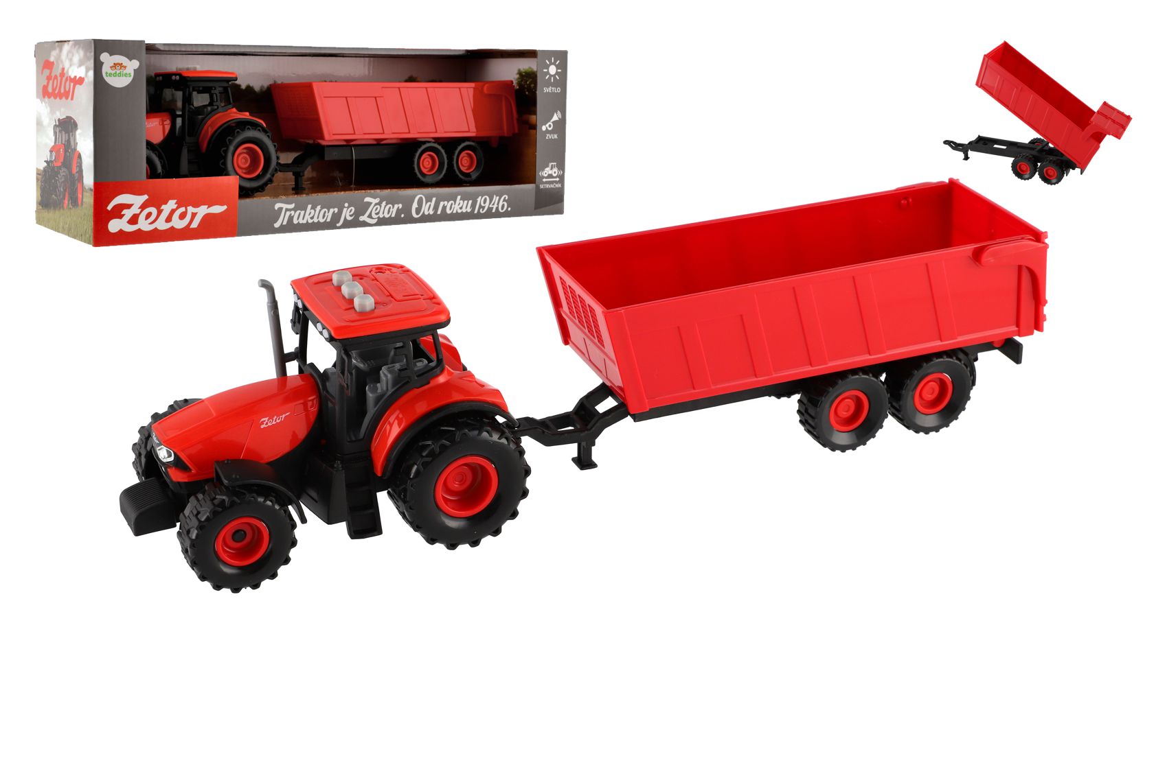 Teddies traktor ZETOR s červeným valníkem