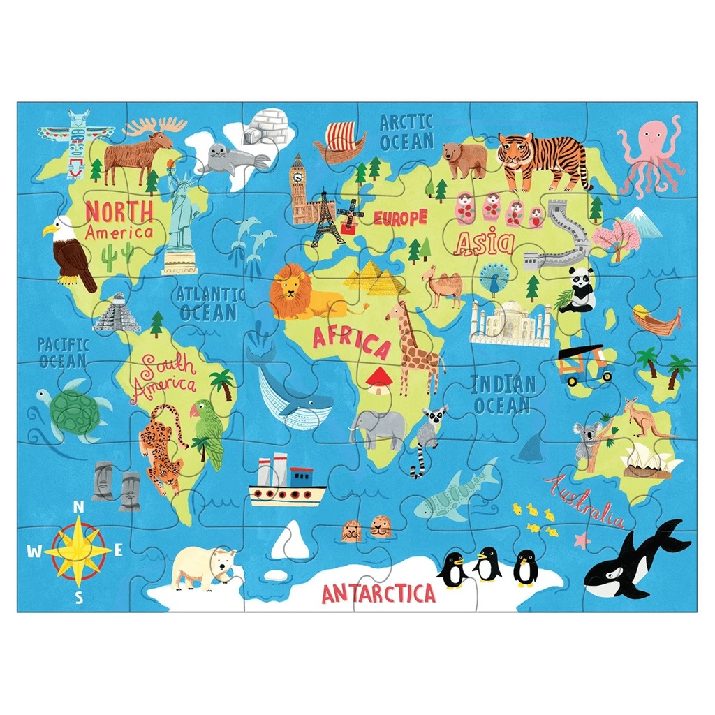 Mudpuppy Puzzle mapa světa 36 dílků