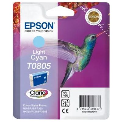 Epson T0805 Light Cyan CLARIA 7,4ml pro Stylus Photo PX650,PX700W,PX710W,PX800FW,PX810FW,R265,R285,R360,RX585,RX68 - originální