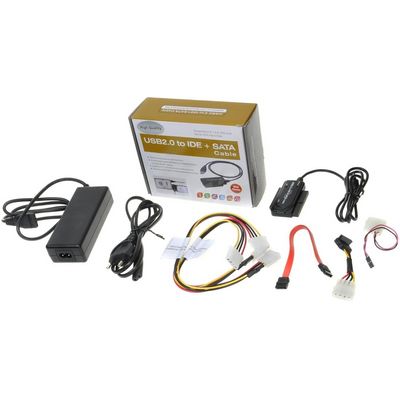 PremiumCord USB 2.0 - IDE + SATA adapter s kabelem a přídavným zdrojem