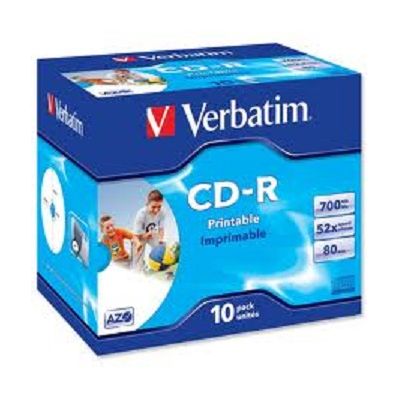 Verbatim CD-R Printable 52x, 700MB, 10 ks (Jewel)