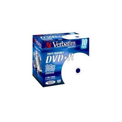 Verbatim DVD+R Printable 16x, 4,7GB, 10 ks (Jewel)