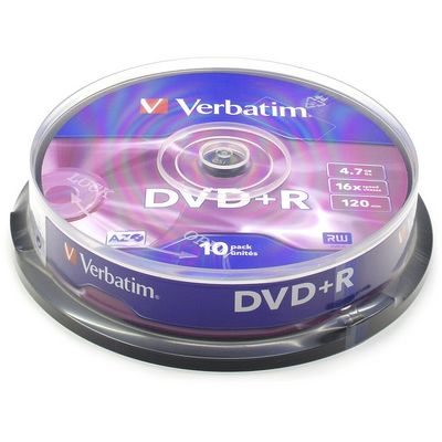 Verbatim DVD+R 16x, 4,7GB, 10 ks (Spindl)