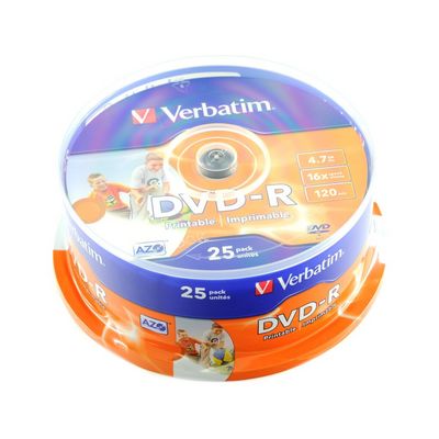 Verbatim DVD-R Printable 16x, 4,7GB, 25 ks (Spindl)