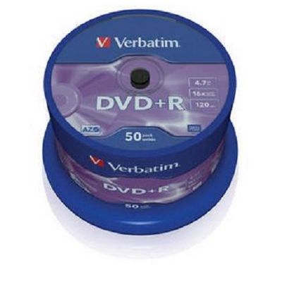 Verbatim DVD+R 16x, 4,7GB, 50 ks (Spindl)