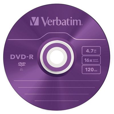 Verbatim DVD-R 16x, 4,7GB, barevný povrch, 5 ks (Slim)