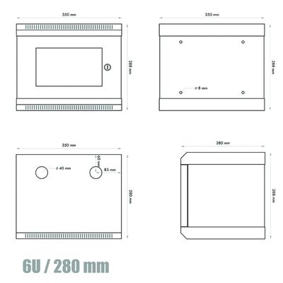 RACK DATACOM 10 nástěnný rozvaděč 6U/280 mm