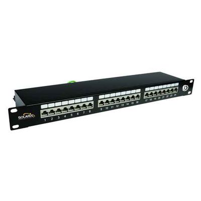 SOLARIX patch panel, CAT6, 24 x RJ45, STP, černý, 1U