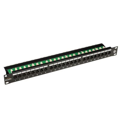 SOLARIX patch panel, CAT6, 24 x RJ45 , UTP, s vyvazovací lištou, černý, 1U