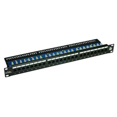 SOLARIX patch panel, CAT5E, 24 x RJ45, UTP s vyvazovací lištou, černý, 1U