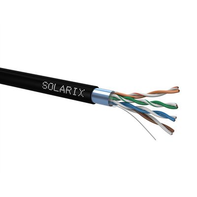 SOLARIX kabel, CAT5E, FTP PE, drát, venkovní, 305m, box