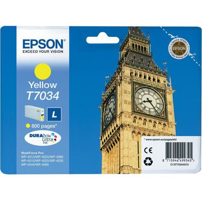 Epson T7034 L Yellow, až 800 stran, pro série WP4000/4500 (WP-4015,WP-4025,WP-4515,WP-4525,WP-4535,WP-4545) - originální