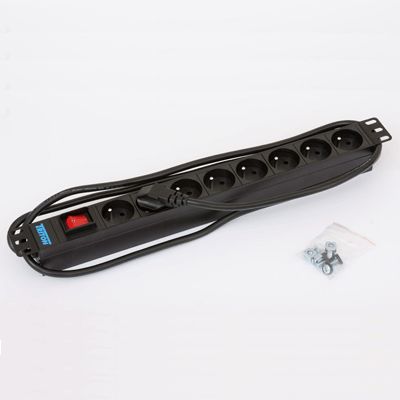 19 rozvodný panel TRITON 8x230V-2m s vaničkou 1,5U RAL9005