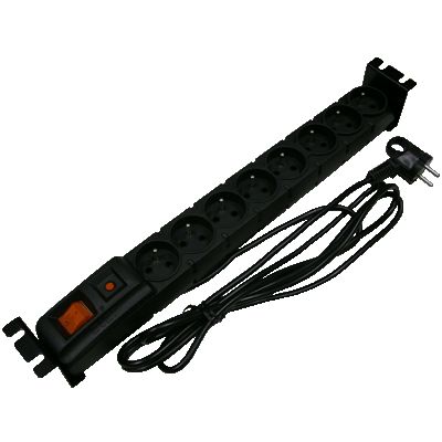 ACAR 19 Rozvodný panel 8x230V 1.5U CZ 3m kabel černý