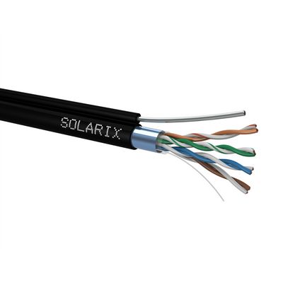 SOLARIX kabel, CAT5E, FTP PE, drát, venkovní samonosný, 305m, špulka