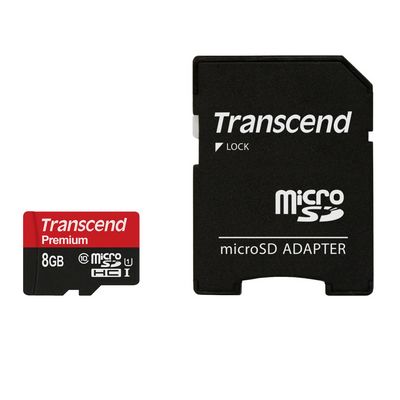 Transcend microSDHC 8GB Class10 UHS-I Premium + adaptér