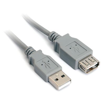 USB 2.0 kabel prodlužovací, A-A, 0,5m šedý