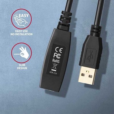 AXAGON ADR-210, USB 2.0 A-M -> A-F aktivní prodlužovací / repeater kabel, 10m