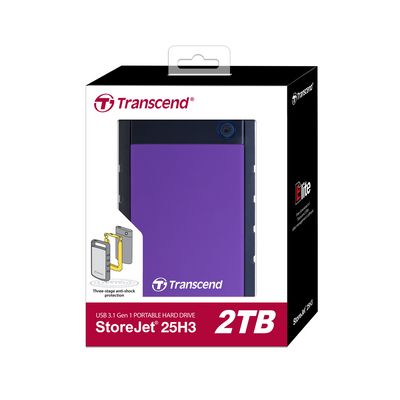 Transcend StoreJet 25H3 Slim 2TB, fialový