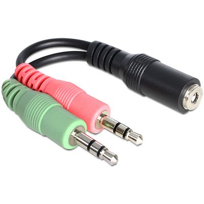 Delock adaptér stereo jack 3,5mm 4 pin samice > 2 x stereo jack 3,5mm 3 pin (65459)