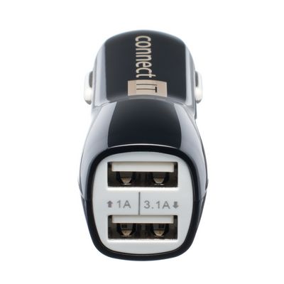 Connect IT InCarz Premium nabíječka do auta 2xUSB 3.1A+1A, černý