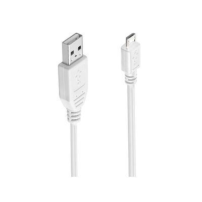 PremiumCord Kabel microUSB 1m, bílý