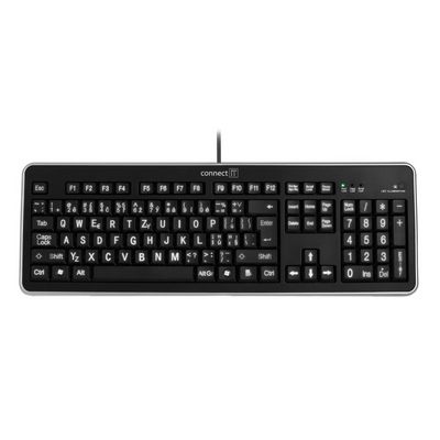 Connect IT LED bíle podsvícená klávesnice s VELKÝM fontem, USB